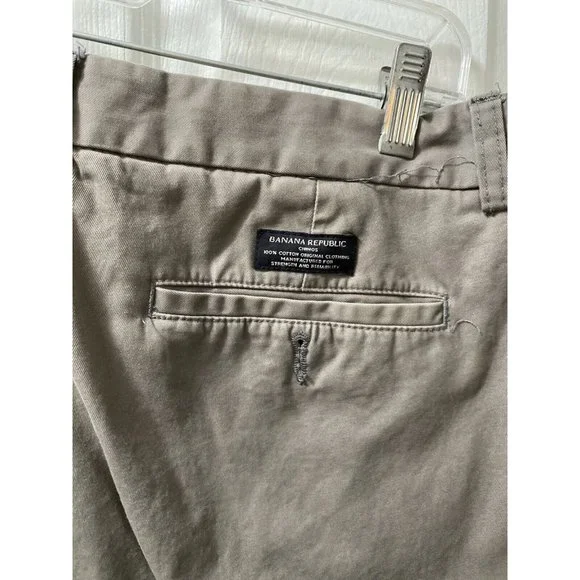 Banana Republic Chino Pants Gavin Men's 34x30 Green Straight Leg Cotton Mid Rise - Picture 7 of 7